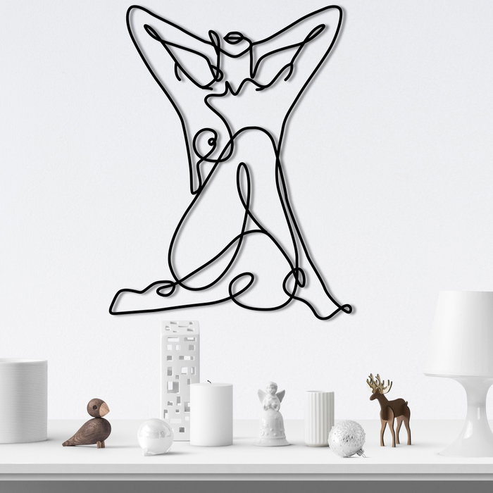 Wallity Geometric Nude Woman Escultura de Pared Negra